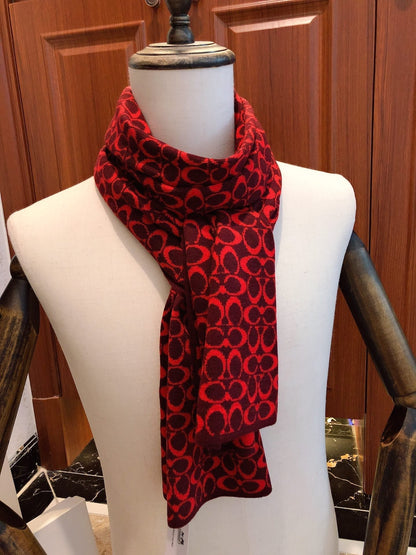 KNIT CASHMERE SCARF GARNET RED MIX BLACK 619590