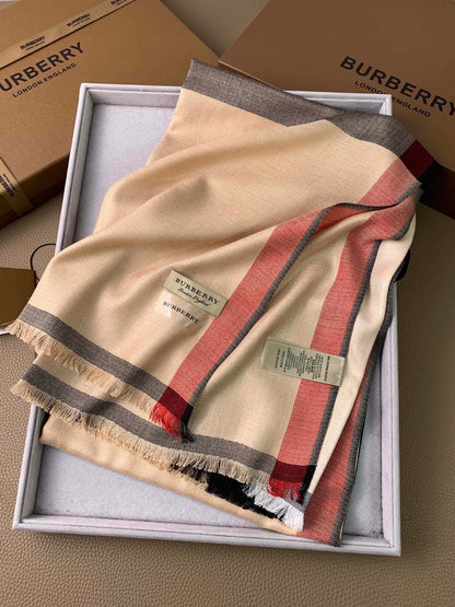 SCARF 200 CM IN CAMEL BEIGE MIX BLACK CASHMERE 394728