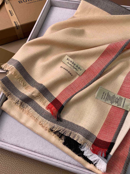 SCARF 200 CM IN CAMEL BEIGE MIX BLACK CASHMERE 394728