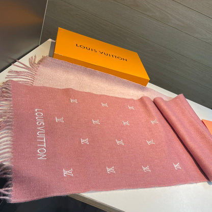 SCARF 190 CM IN SALMON PINK CASHMERE WITH WHITE LOGO 396328