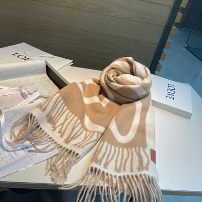 SCARF 180 CM IN CAMEL BEIGE MIX WHITE WOOL AND CASHMERE 415269