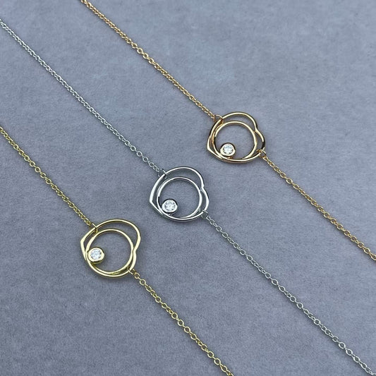 [Royal Jewellery]HOLLOW HEART SINGLE DIAMOND BRACELET