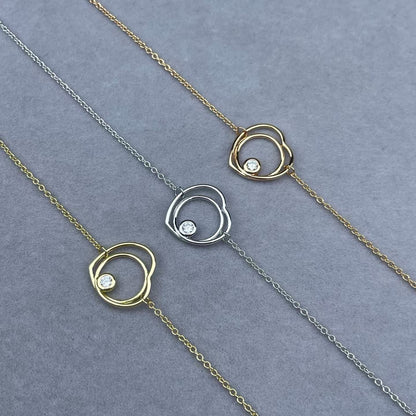 [Royal Jewellery]HOLLOW HEART SINGLE DIAMOND BRACELET