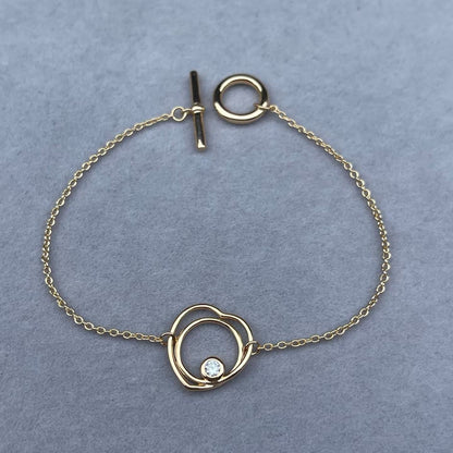 [Royal Jewellery]HOLLOW HEART SINGLE DIAMOND BRACELET