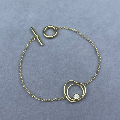 [Royal Jewellery]HOLLOW HEART SINGLE DIAMOND BRACELET