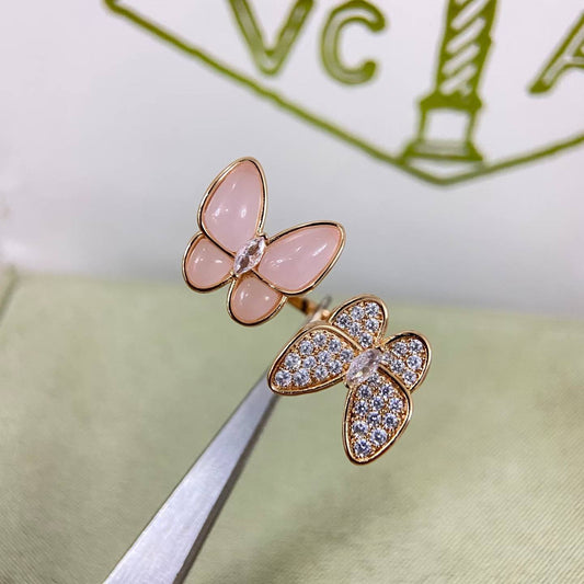 [Royal Jewellery]TWIN BUTTERFLY NEW DIAMOND & PINK BUTTERFLY RING