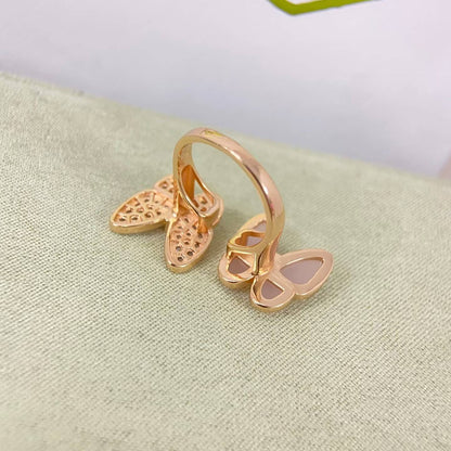 [Royal Jewellery]TWIN BUTTERFLY NEW DIAMOND & PINK BUTTERFLY RING