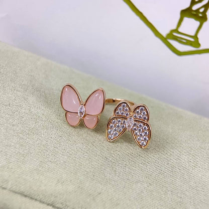 [Royal Jewellery]TWIN BUTTERFLY NEW DIAMOND & PINK BUTTERFLY RING