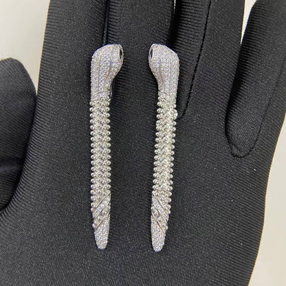 [Royal Jewellery]DIAMOND-SET DEW DROP SERPENT SERIES SNAKE CLIP EARRINGS