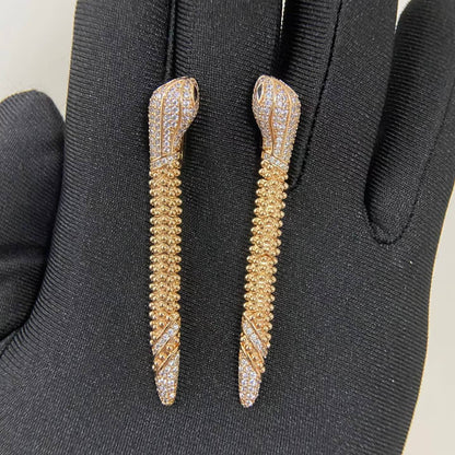 [Royal Jewellery]DIAMOND-SET DEW DROP SERPENT SERIES SNAKE CLIP EARRINGS