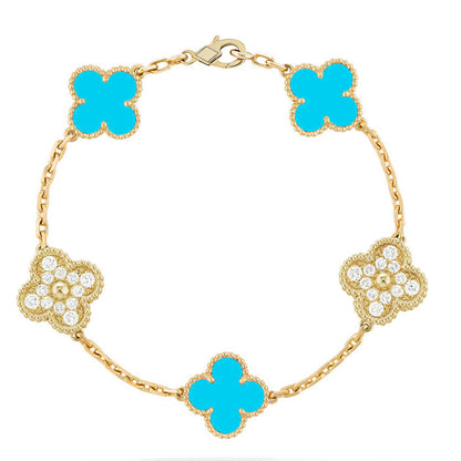 [Royal Jewellery] CLOVER 5 MOTIF TURQUOISE BRACELET COLLECTION