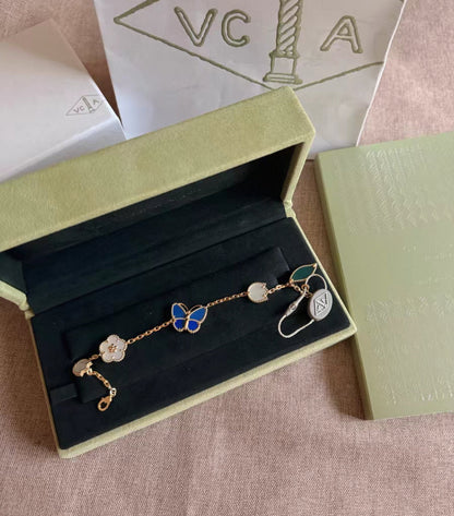 [Royal Jewellery ]LUCKY SPRING GOLD BLUESTONE WHITE MOTHER-OF-PEARL BRACELET