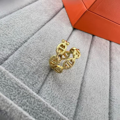 [Royal Jewellery]GLOSSY FINISH SQUARE COMBINATION DOUBLE-LAYER PIG NOSE RING