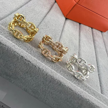 [Royal Jewellery]GLOSSY FINISH SQUARE COMBINATION DOUBLE-LAYER PIG NOSE RING