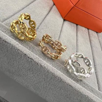 [Royal Jewellery]GLOSSY FINISH SQUARE COMBINATION DOUBLE-LAYER PIG NOSE RING