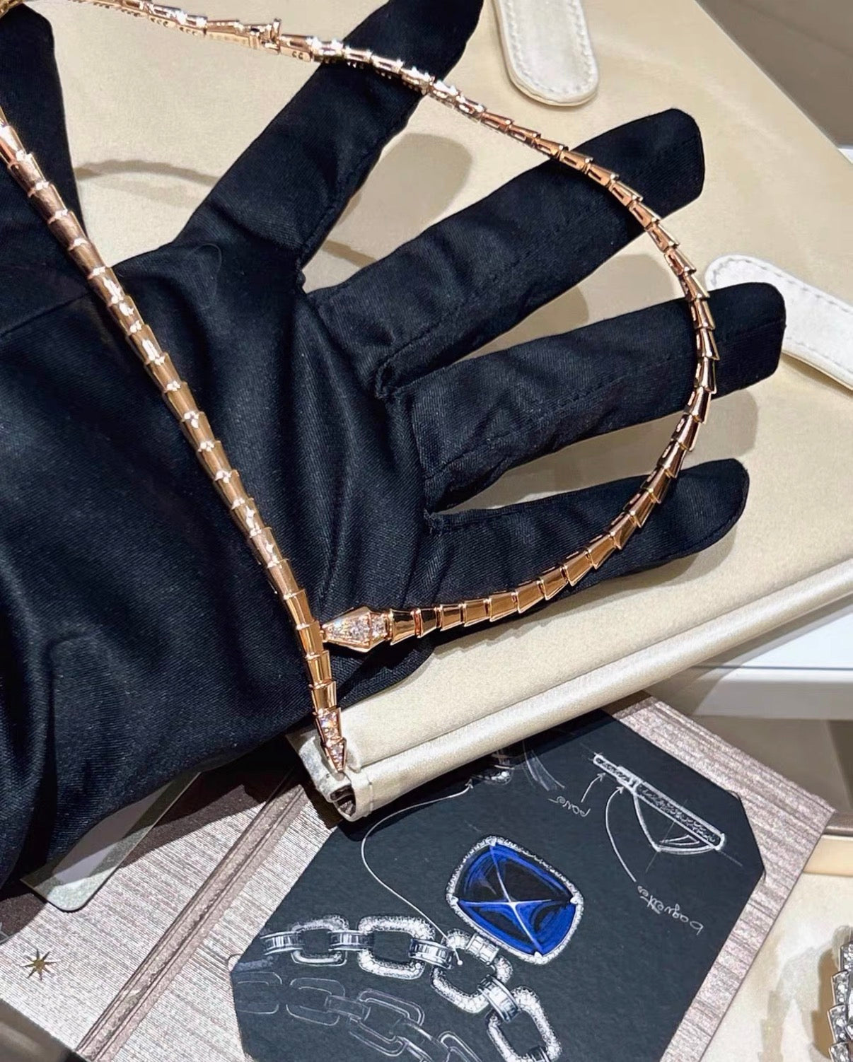 [Royal Jewellery]SERPENTI VIPER SERIES ROSE GOLD SNAKE NECKLACE