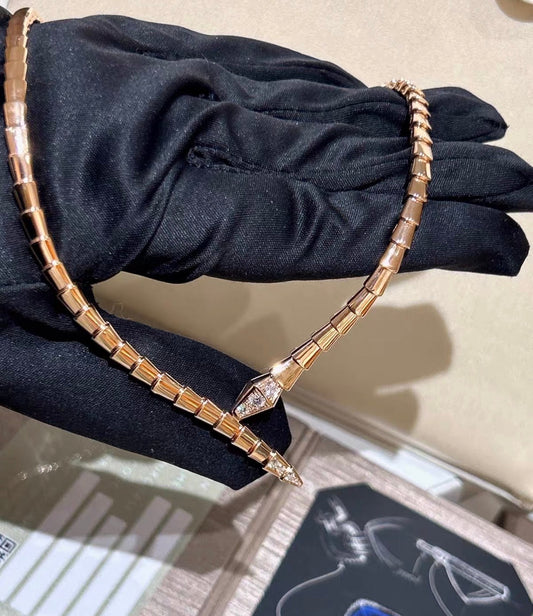 [Royal Jewellery]SERPENTI VIPER SERIES ROSE GOLD SNAKE NECKLACE