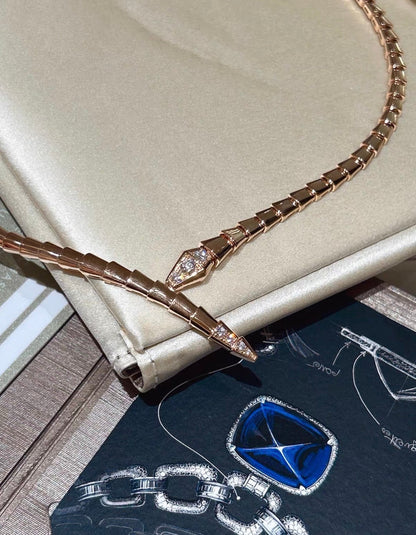 [Royal Jewellery]SERPENTI VIPER SERIES ROSE GOLD SNAKE NECKLACE