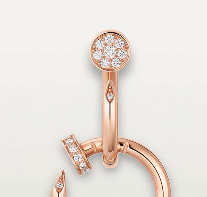 [Royal Jewellery]NAIL COLLECTION DIAMOND SET DOUBLE HOOP EARRINGS
