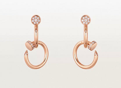 [Royal Jewellery]NAIL COLLECTION DIAMOND SET DOUBLE HOOP EARRINGS