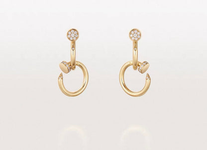 [Royal Jewellery]NAIL COLLECTION DIAMOND SET DOUBLE HOOP EARRINGS