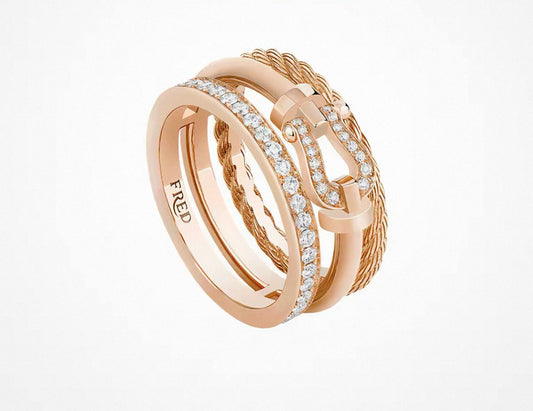[Royal Jewellery]FORCE 10 RISE SERIES LARGE-SIZED 18K GOLD HALF-SET DIAMOND RING