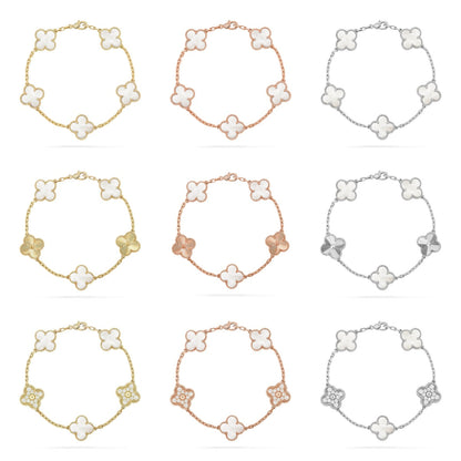 [Royal Jewellery]CLOVER WHITE PEARL MOP 5 MOTIF BRACELET COLLECTION
