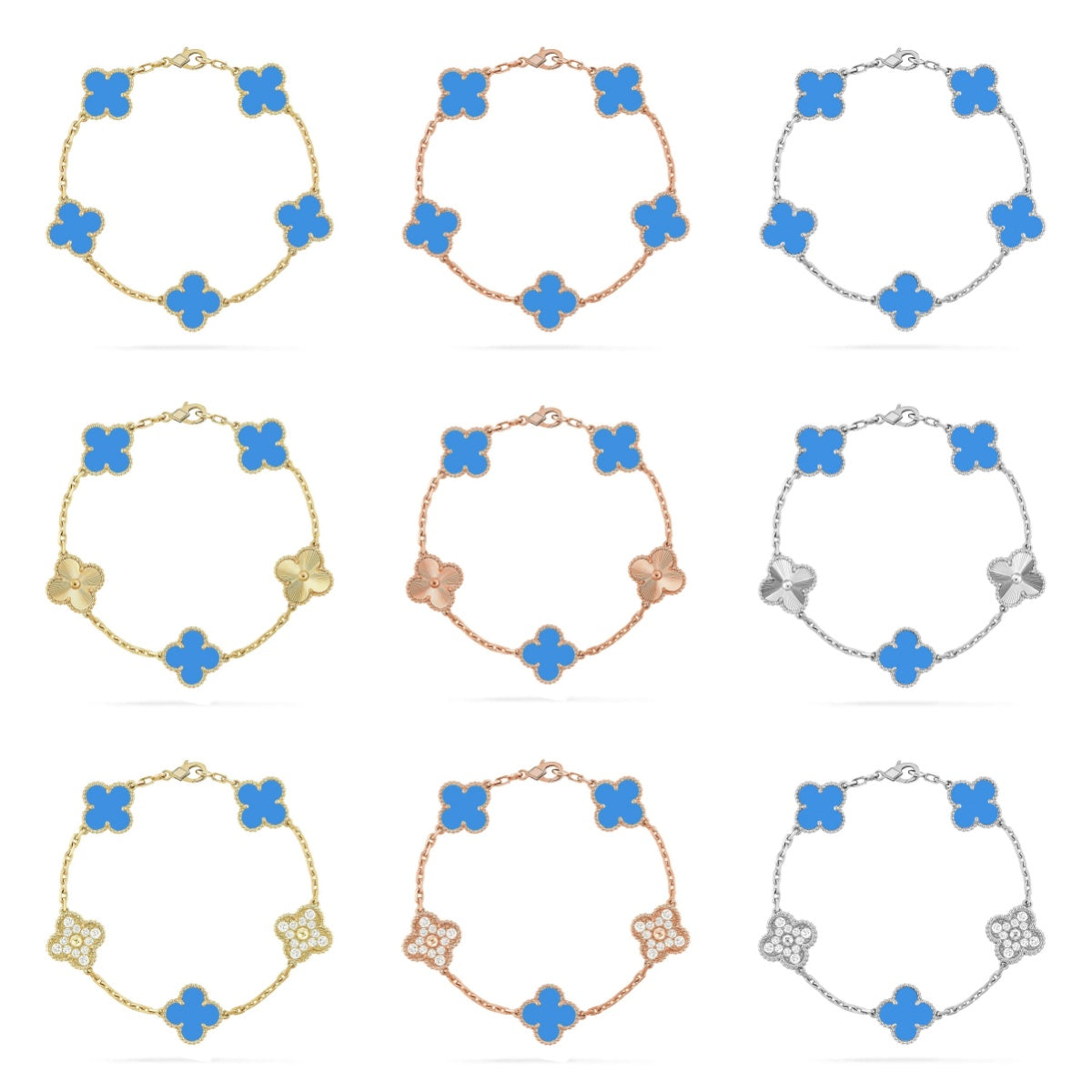 [Royal Jewellery] CLOVER 5 MOTIF BLUE AGATE BRACELET COLLECTION