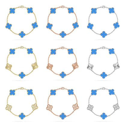 [Royal Jewellery] CLOVER 5 MOTIF BLUE AGATE BRACELET COLLECTION