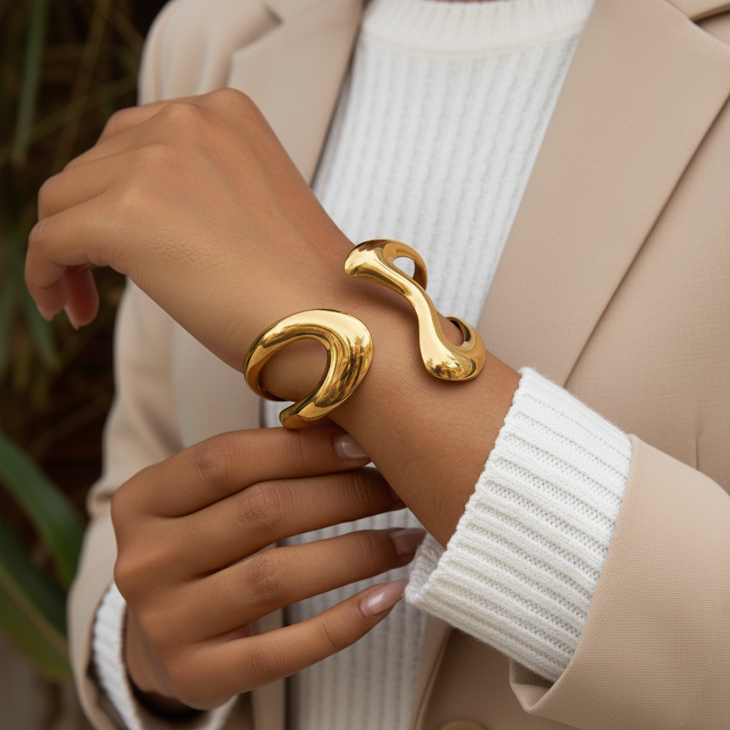 [Royal&Vicky]Lulu Modellierter Goldarmreif