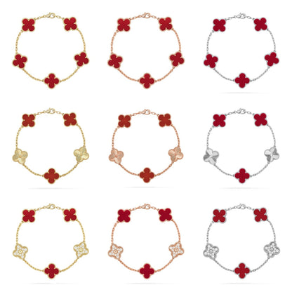 [Royal Jewellery] CLOVER 5 MOTIF RED CORNELIAN BRACELET COLLECTION