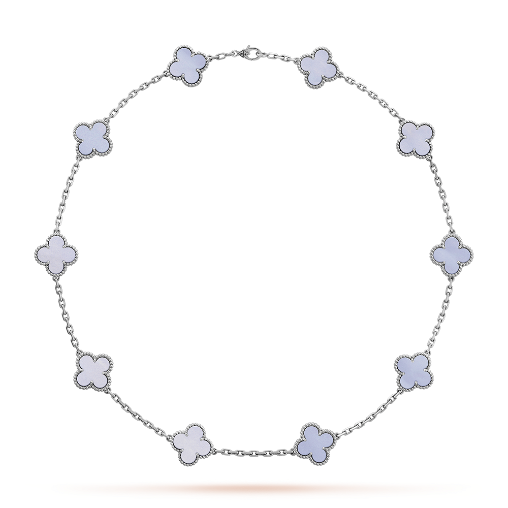 [Royal Jewellery]CLOVER 10 MOTIFS BLUE CHALCEDONY NECKLACE