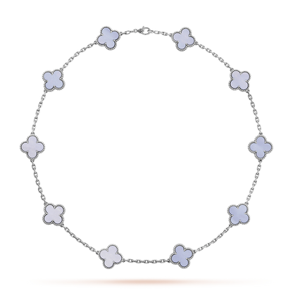 [Royal Jewellery]CLOVER 10 MOTIFS BLUE CHALCEDONY NECKLACE