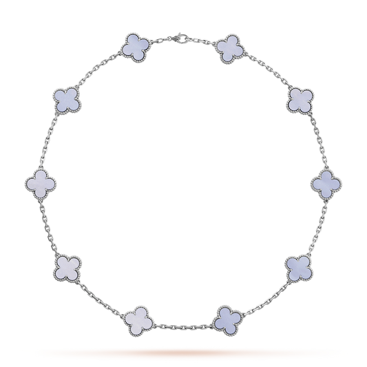 [Royal Jewellery]CLOVER 10 MOTIFS BLUE CHALCEDONY NECKLACE