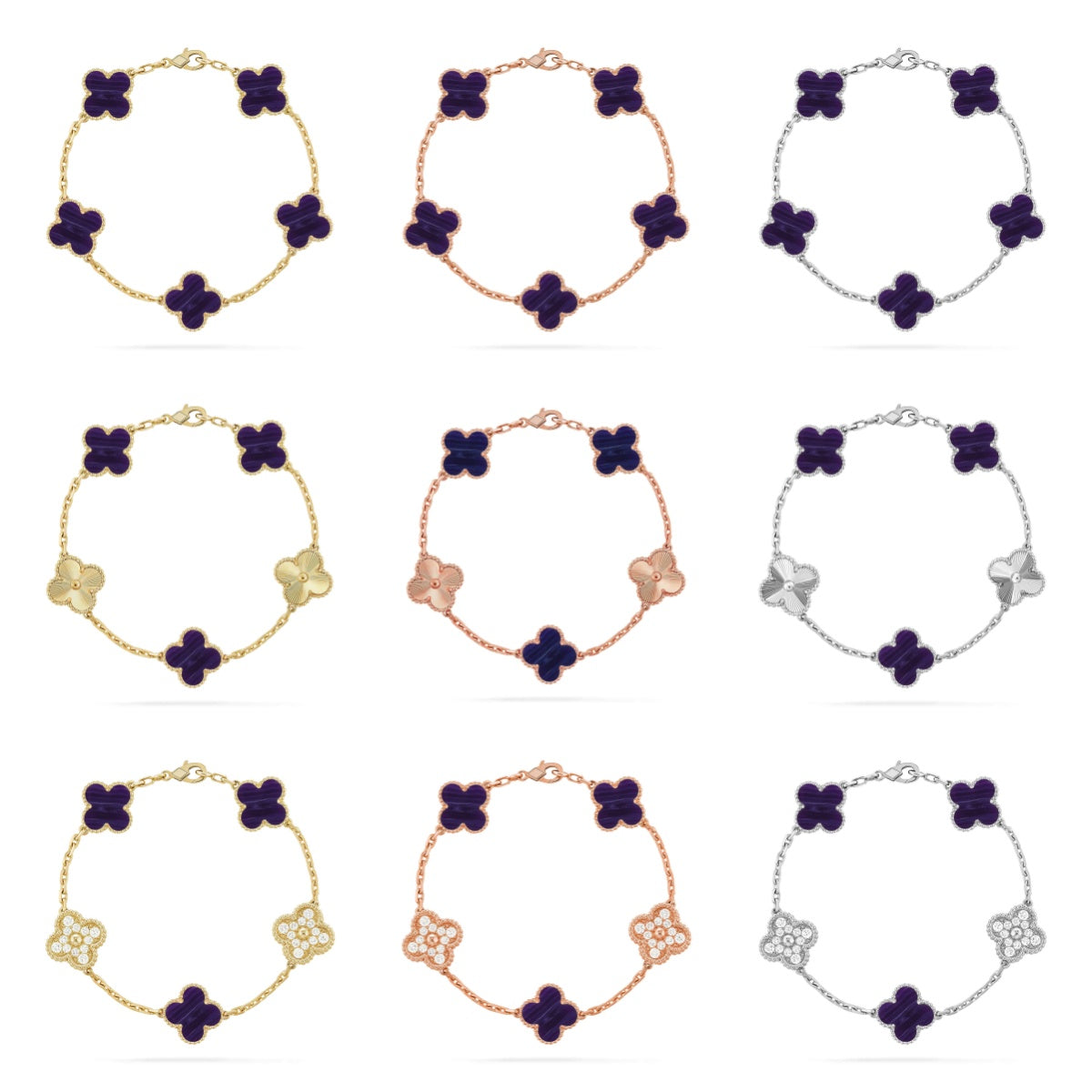 [Royal Jewellery]CLOVER 5 MOTIF PURPLE STRIPES BRACELET COLLECTION