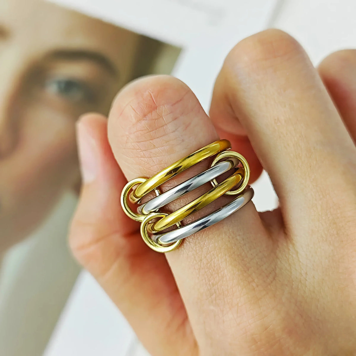 [Royal&Vicky]Alexandria Two-Tone Stacked Ring