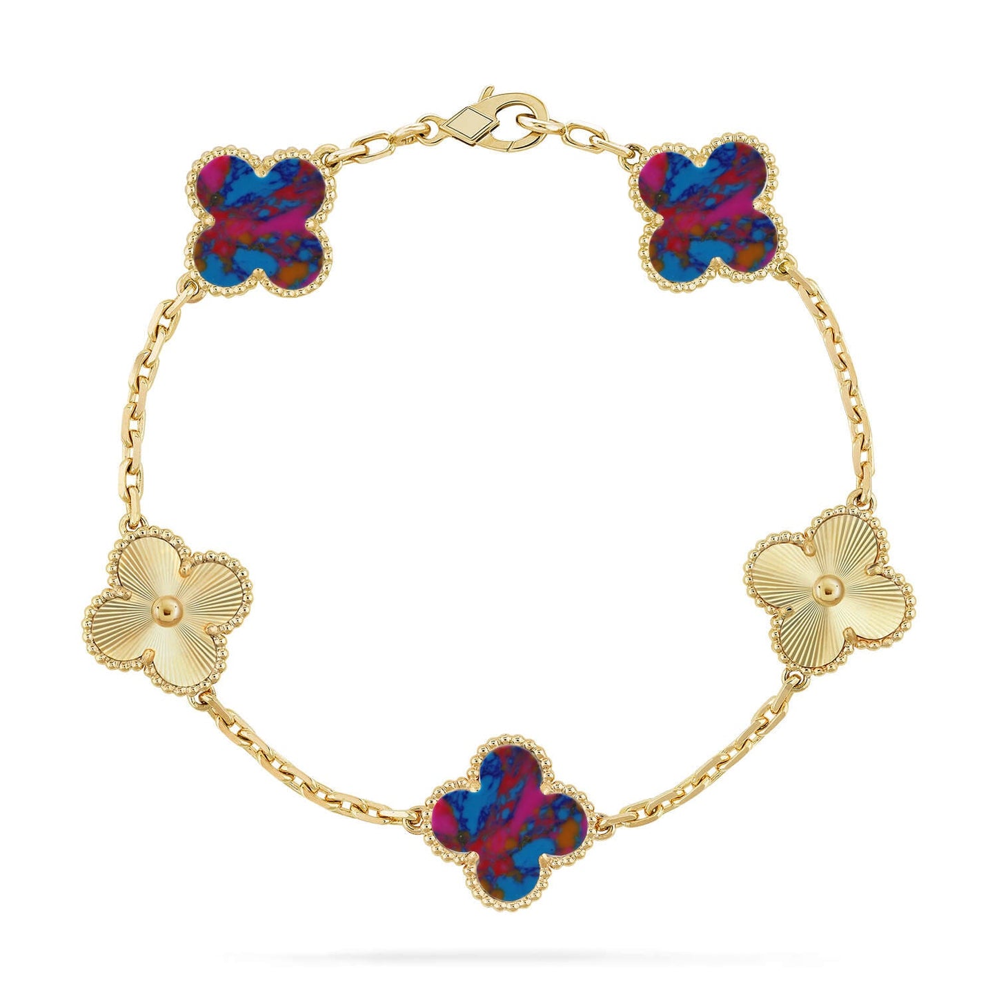 [Royal Jewellery]CLOVER 5 MOTIF COLOR GEMSTONES BRACELET COLLECTION