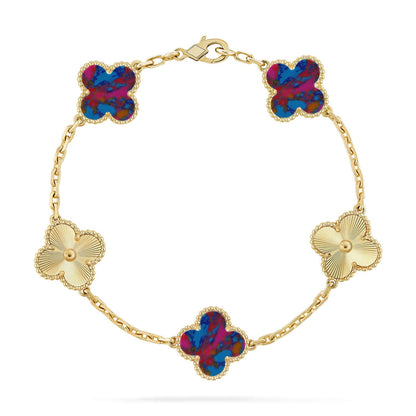 [Royal Jewellery]CLOVER 5 MOTIF COLOR GEMSTONES BRACELET COLLECTION