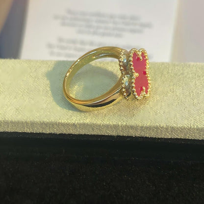 [Royal Jewellery]NEW CLOVER PINK ENAMEL RINGS