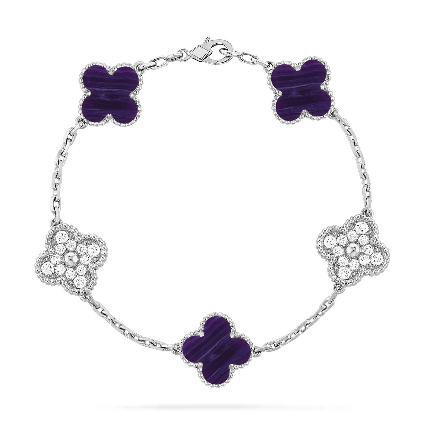 [Royal Jewellery]CLOVER 5 MOTIF PURPLE STRIPES BRACELET COLLECTION