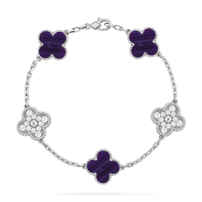 [Royal Jewellery]CLOVER 5 MOTIF PURPLE STRIPES BRACELET COLLECTION