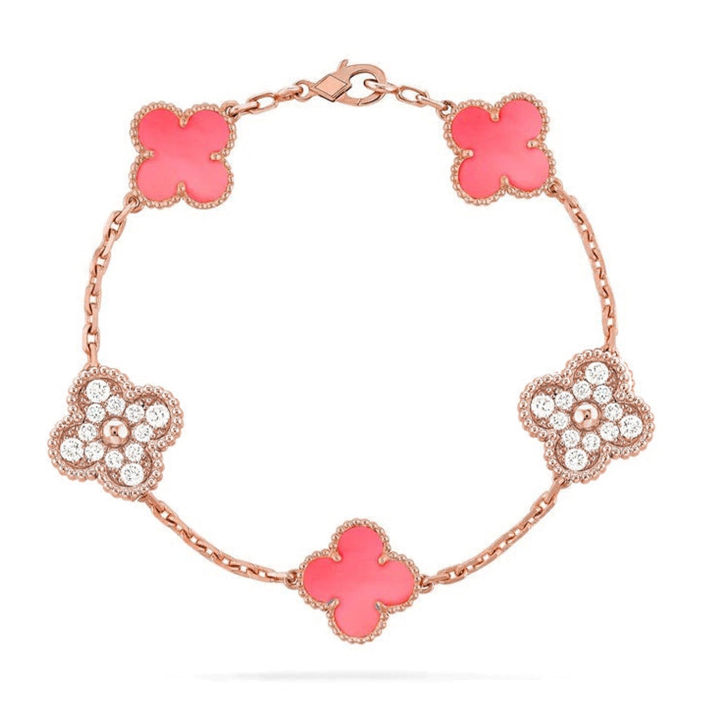 [Royal Jewellery] CLOVER 5 MOTIFS  PINK MOP BRACELET COLLECTION