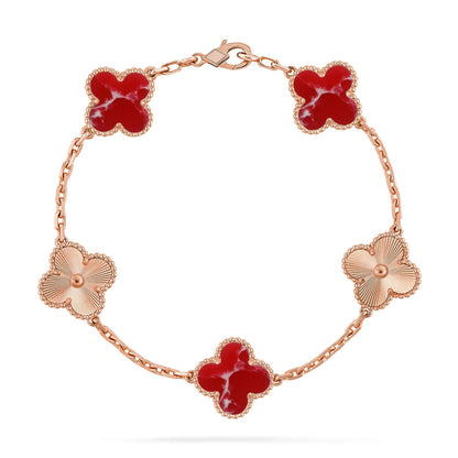 [Royal Jewellery]CLOVER 5 MOTIF RED PATTERN BRACELET COLLECTION