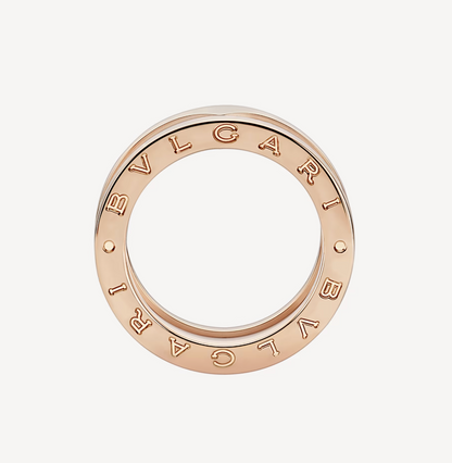 [ROYAL]ZERO 1 TWO-BAND LOOPS AND WHITE CERAMIC SPIRAL PINK GOLD RING