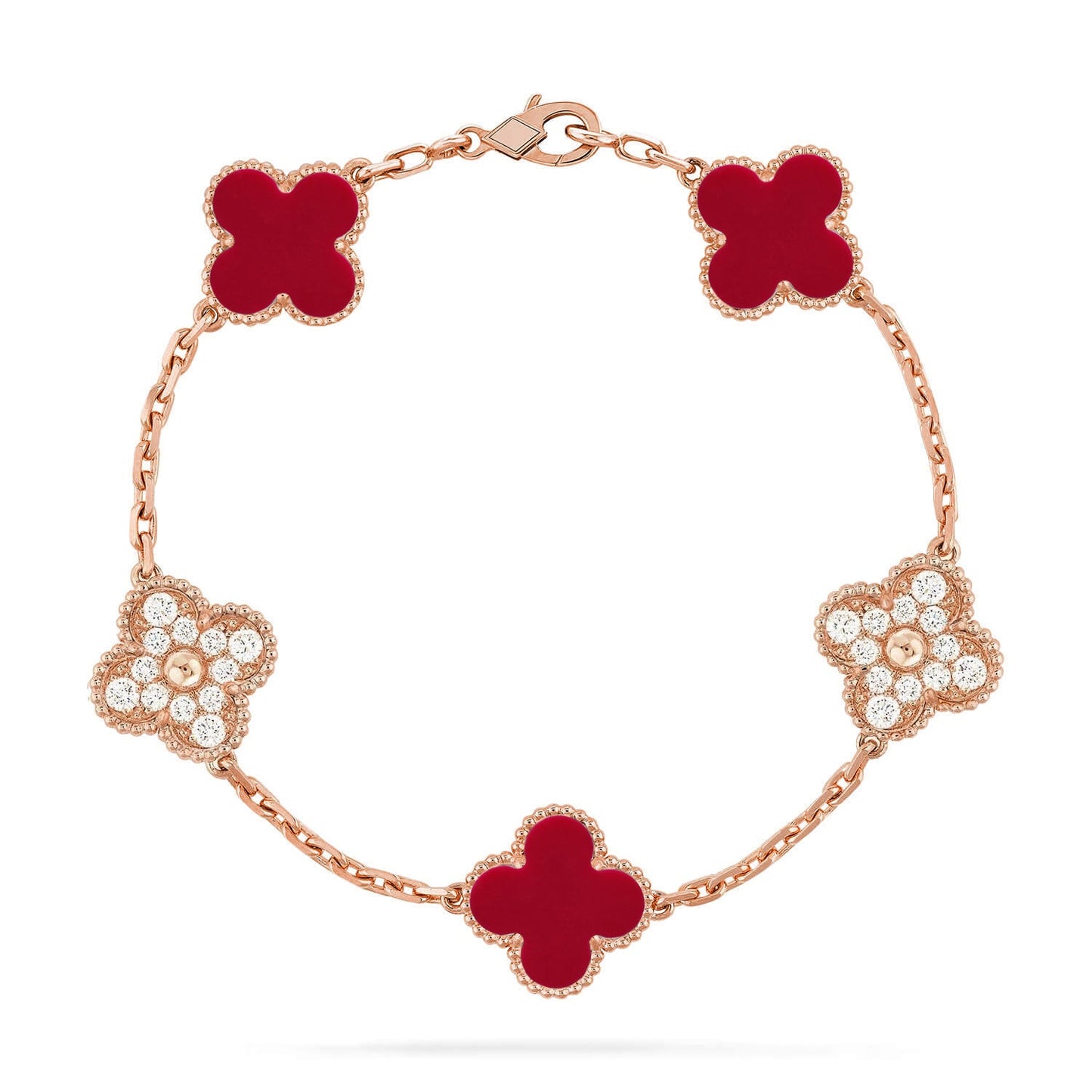 [Royal Jewellery] CLOVER 5 MOTIF RED CORNELIAN BRACELET COLLECTION