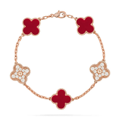 [Royal Jewellery] CLOVER 5 MOTIF RED CORNELIAN BRACELET COLLECTION