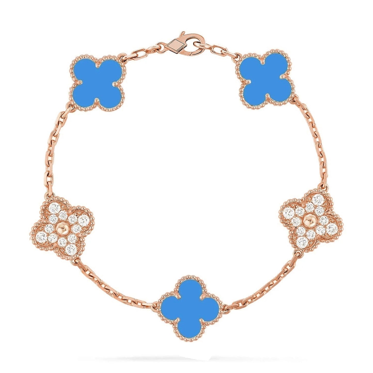 [Royal Jewellery] CLOVER 5 MOTIF BLUE AGATE BRACELET COLLECTION