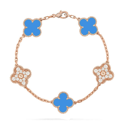 [Royal Jewellery] CLOVER 5 MOTIF BLUE AGATE BRACELET COLLECTION