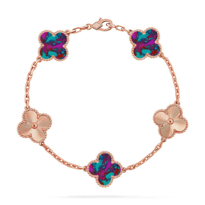 [Royal Jewellery]CLOVER 5 MOTIF COLOR GEMSTONES BRACELET COLLECTION
