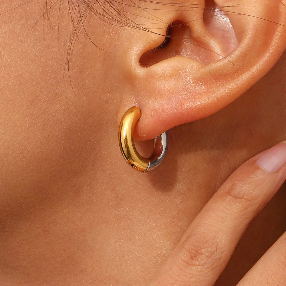 [Royal&Vicky]Ingrid Two Tone Hoop Earring